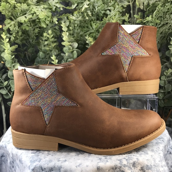 American Eagle by Payless Zuri Star Cognac Zip Booties Girls 5M🌟NWT&NIB🌟 - Picture 3 of 11